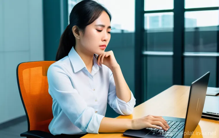 필라테스 강사와 재활 운동 - A young Vietnamese woman, around 30 years old, sitting at a modern office desk in Ho Chi Minh City, ...