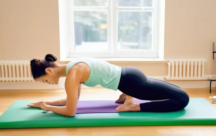 필라테스 강사와 인체 해부학 - **Office Worker**: A professional woman, in her mid-40s, dressed in smart business casual attire, si...