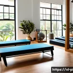 Home 19 필라테스 강사 수업 준비 루틴 - A spacious, bright Pilates studio in Vietnam featuring natural sunlight streaming through large wind...