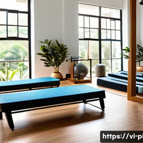 Home 31 필라테스 강사 수업 준비 루틴 - A spacious, bright Pilates studio in Vietnam featuring natural sunlight streaming through large wind...
